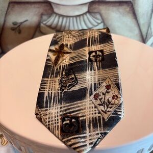 Stanley Blacker Elegant Silk Tie in Gray Brown and Cream